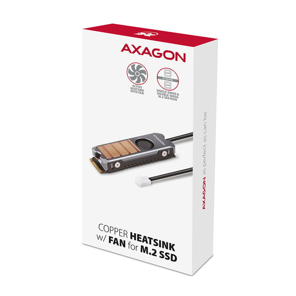 Axagon CLR-M2FAN Computerkølesystem Solid-state drev, M.2 NVMe SSD Køleplade/køler 2 cm Grå 1 stk