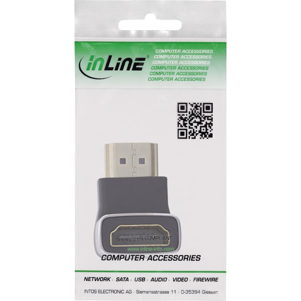 InLine 17991F kabelomvandlare (hane/hona) HDMI A Svart, Grå