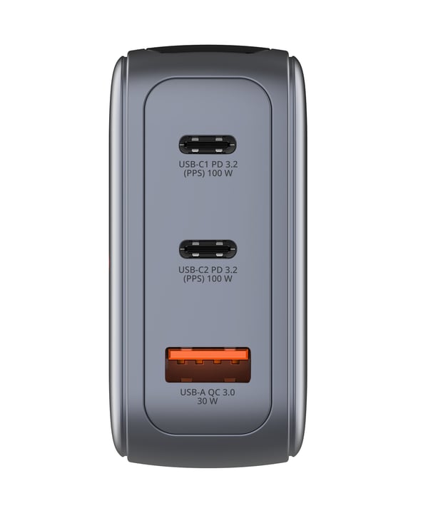 Verbatim Mini GaN Oplader 3 Port 100W m/ Display EU/UK/US - Oplader