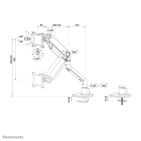 Neomounts DS70S-950BL1 fäste och ställ till bildskärm 124,5 cm (49") Bord Svart