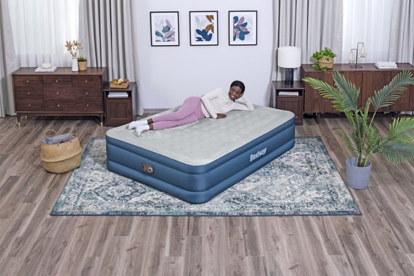 Bestway 69075 / 23 luftmadras Dobbelt madras Blå, Hvid Unisex