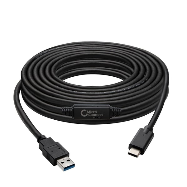 Microconnect USB3.1CA5AMP USB-kabel USB 3.2 Gen 1 (3.1 Gen 1) 5 m USB C USB A Sort