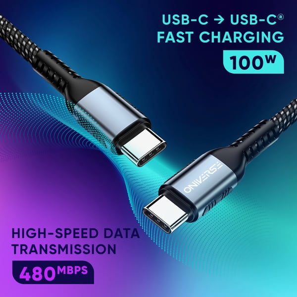 Oniverse ONICAB4-CTYPEC3-100W USB-kaapeli USB 2.0 2 m USB C 0,48 Gbit/s Musta