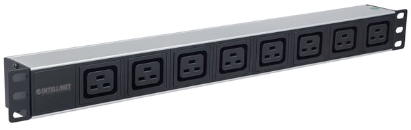 Intellinet 163613 strømforsyningsenhed (PDU) 8 AC stikkontakt(er) 1U Sort, Sølv