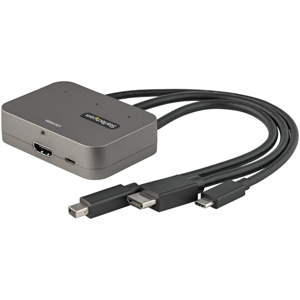 StarTech.com CDPHDMDP2HD videokabel adapter 0,27 m HDMI + USB HDMI + Mini DisplayPort + USB Type-C Sort, Sølv