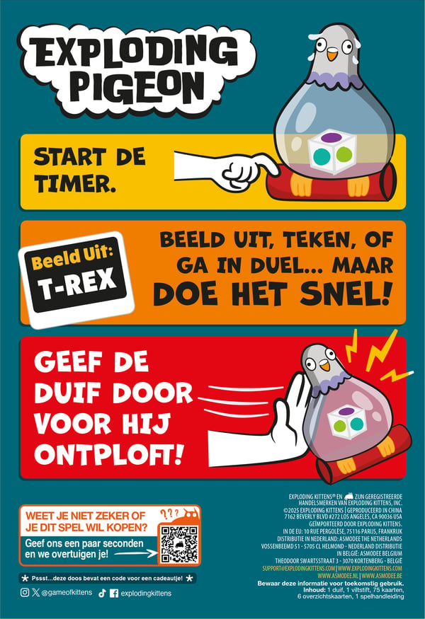 Asmodee Exploding Pigeon Kortspil Fest