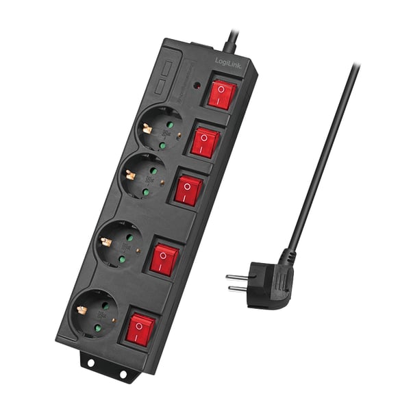 LogiLink LPS251 stikdåse 1,5 m 4 AC stikkontakt(er) Indendørs Sort