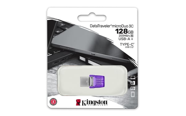 Kingston Technology DataTraveler 128 GB microDuo 3C 200 MB/s, dobbelt USB-A + USB-C
