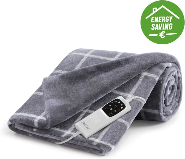 Imetec 16775 sähköhuopa ja -tyyny Sähkökäyttöinen huopa 150 W Harmaa, Valkoinen Sametti