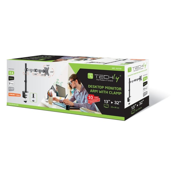 Techly ICA-LCD 503BK skærmbeslag og -stativer 81,3 cm (32") Skrivebord Sort