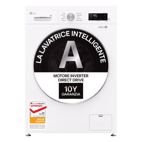 LG F4NX1008NWK vaskemaskine Front-læsning 8 kg 1400 rpm Hvid