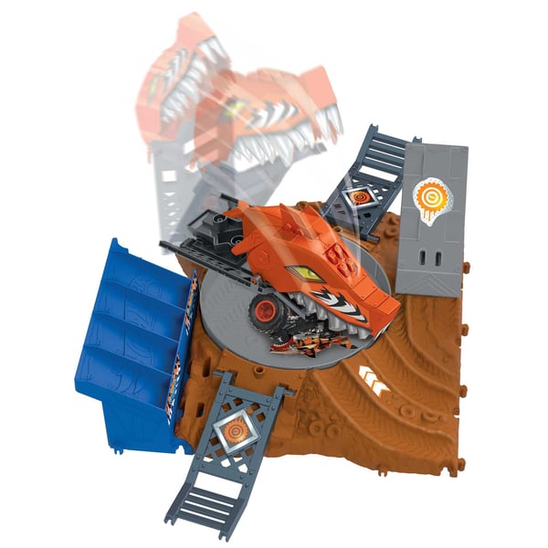 Hot Wheels Monster Trucks ARENA SMASHERS Tiger Shark Spin-Out Challenge
