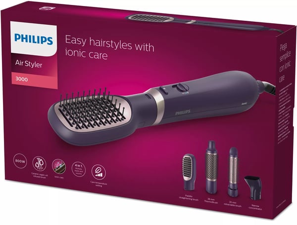Philips 3000 series BHA313/00 hiustenmuotoilija Kuumailmaharja Lämmin Musta 800 W 1,8 m