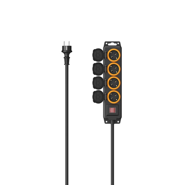 Hama 00223063 stikdåse 2 m 4 AC stikkontakt(er) Udendørs Sort