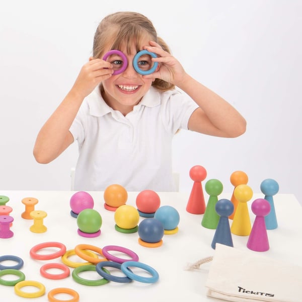 Tickit Rainbow Wooden Rings