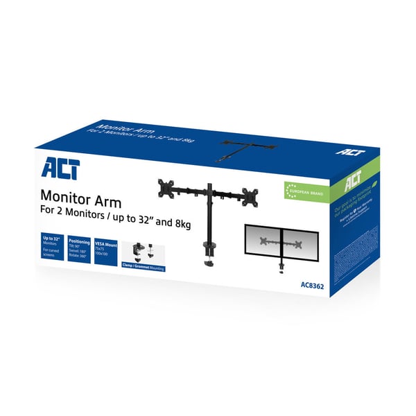 ACT AC8362 fäste och ställ till bildskärm 81,3 cm (32") Bord Svart