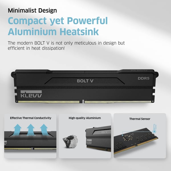 Klevv BOLT V 32GB (2x16GB) DDR5 Gaming RAM 6000MHz CL30 Memory Module Kit hukommelsesmodul 288-pin DIMM