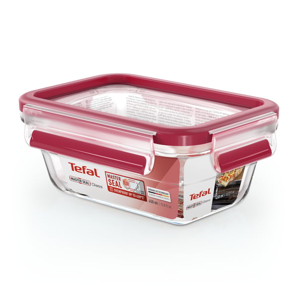 Tefal MasterSeal N10405 Rektangulær Kasse 0,45 L Transparent, Rød 1 stk