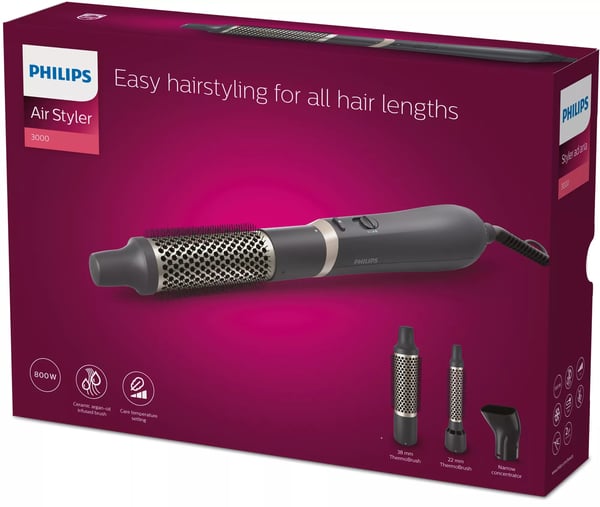Philips 3000 series BHA301/00 hiustenmuotoilija Hiusten muotoilupakkaus Lämmin Musta 800 W 1,8 m