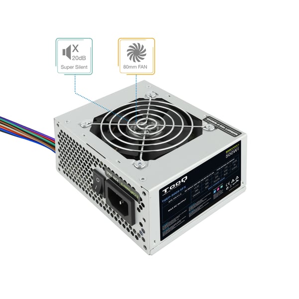 TooQ Fonte Ecopower II enhed til strømforsyning 500 W 20+4 pin ATX SFX Sølv