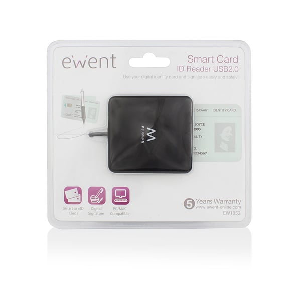 Ewent EW1052 läsare smarta kort USB USB 2.0 Svart