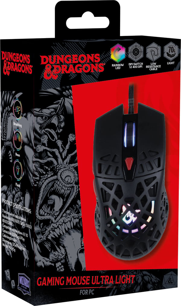 Konix Dungeons & Dragons mus Spil Højre hånd USB Type-A Laser 12400 dpi