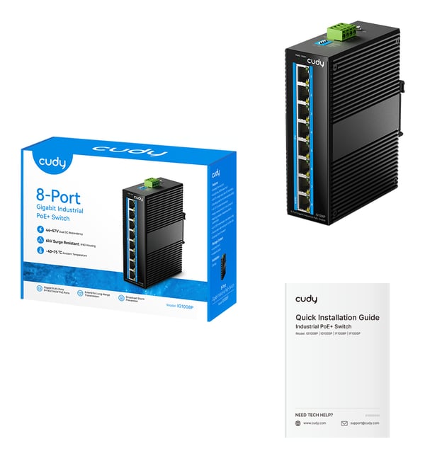 Cudy IG1008P nätverksswitchar Ohanterad Gigabit Ethernet (10/100/1000) Strömförsörjning via Ethernet (PoE) stöd Svart