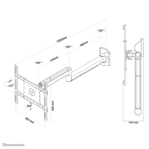 Neomounts FPMA-HAW050 fäste och ställ till bildskärm 101,6 cm (40") Vägg Vit