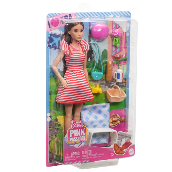 Barbie Pink Passport-docka och lekset