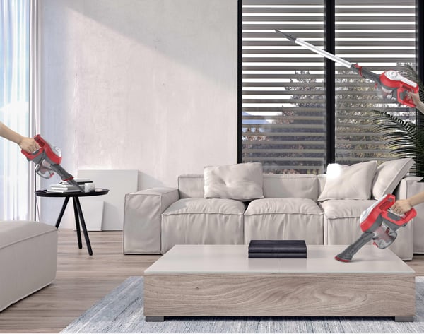 Hoover HF122RH 011 Stick vakuum Batteri Dry Stof Poseløs 0,9 L 170 W Rød, Sølv