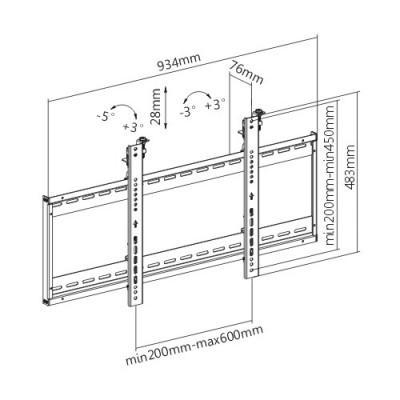 Techly ICA-PLB 046F TV-kiinnike 177,8 cm (70") Musta