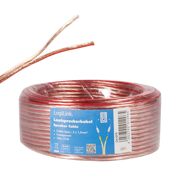 LogiLink CA1079 audiokaapeli 10 m Läpinäkyvä