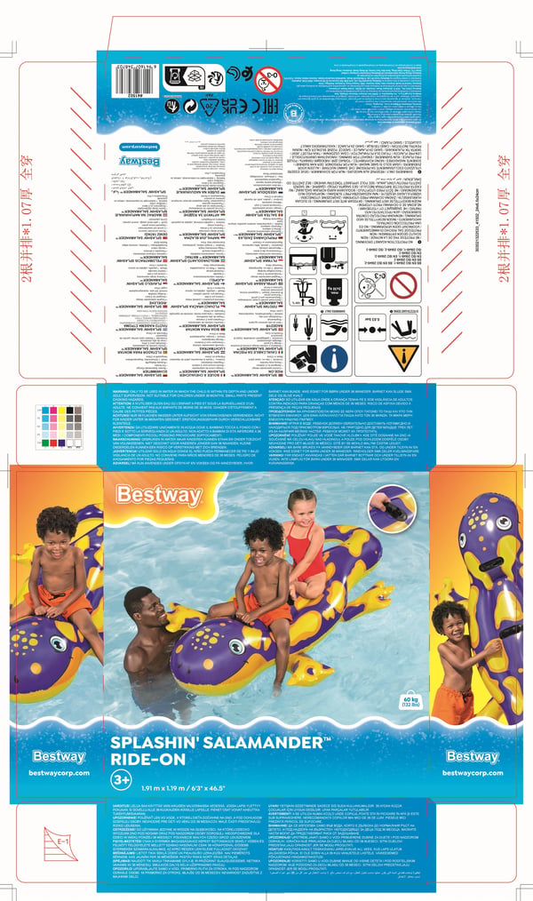 Bestway 41502 pool- och badmadrass Lila, Gul Monokromatiskt Polyvinylklorid (PVC) Sittbadleksak