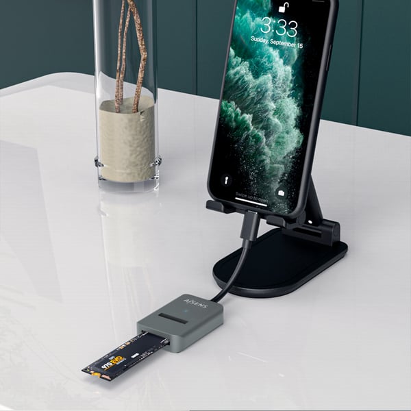 AISENS ASUC-M2D012-GR Hölje för lagringsenheter SSD-inkapsling Grå M.2