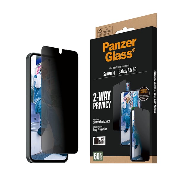 PanzerGlass ® 2-Way Privacy Skærmbeskyttelse Samsung Galaxy A37 5G | Ultra-Wide Fit m. EasyAligner