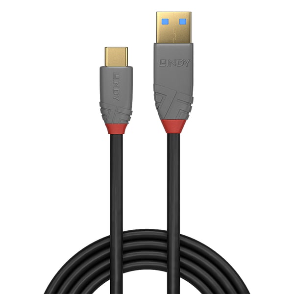 Lindy 36912 USB-kablar USB 3.2 Gen 2 (3.1 Gen 2) 1,5 m USB C USB A 10 Gbit/s Svart, Grå