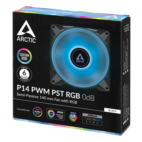 ARCTIC P14 PWM PST RGB 0dB Datorväska Fan 14 cm Svart 1 styck