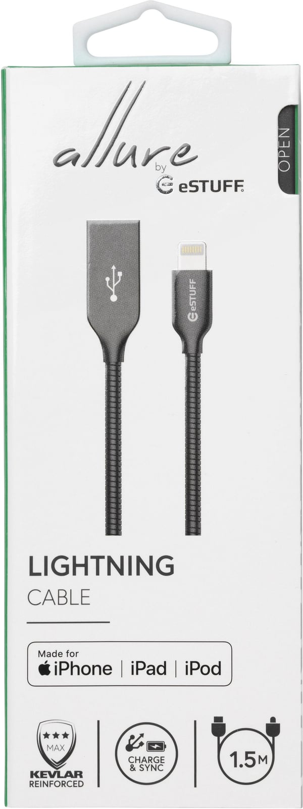 eSTUFF ES601165 Lightning kabel 1,5 m Grå