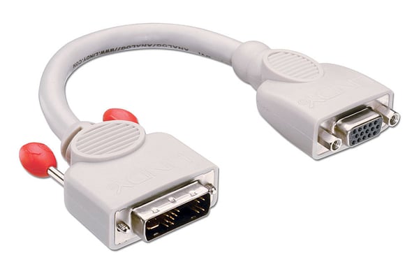 Lindy 41222 videokabel adapter 0,2 m DVI-A VGA (D-Sub) Grå