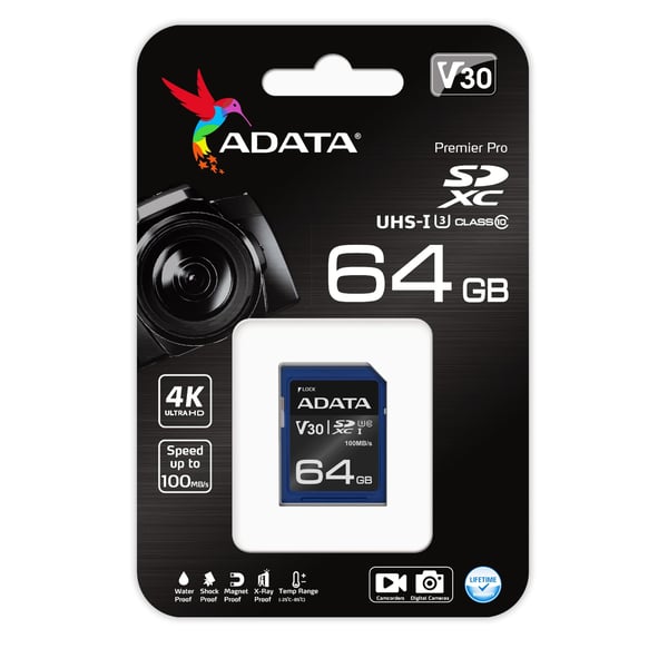ADATA ASDX64GUI3V30S-R flashminne 64 GB SDXC UHS-I Klass 10