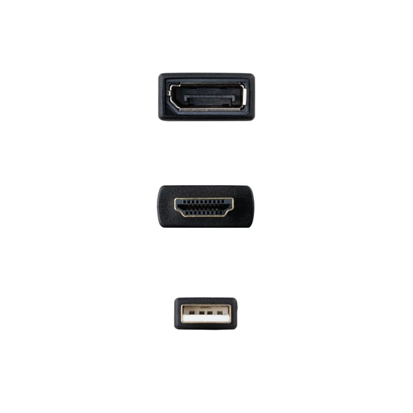 Nanocable 10.16.0205 videokaapeli-adapteri 0,2 m HDMI + USB Type-A DisplayPort Musta