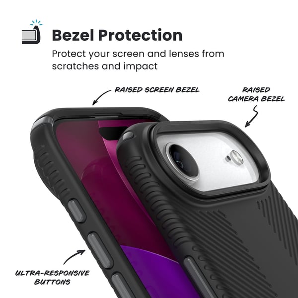 Speck Presidio2 Grip Cover til iPhone 17 Air Sort/Skifergrå/Hvid