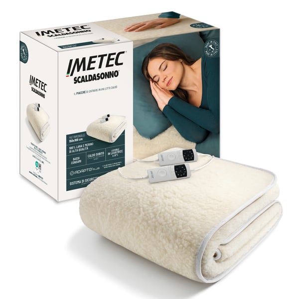 Imetec Adapto Plus Lana-merino Matr Sähkökäyttöinen sängynlämmitin 150 W Luonnollinen Villa, Polyesteri