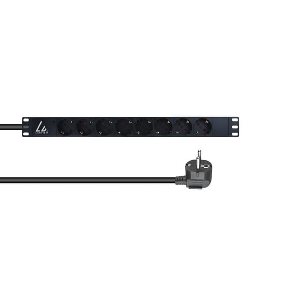 Lanview LVR-3MSCH-LIC-SCH8 strømforsyningsenhed (PDU) 8 AC stikkontakt(er) 1U Sort