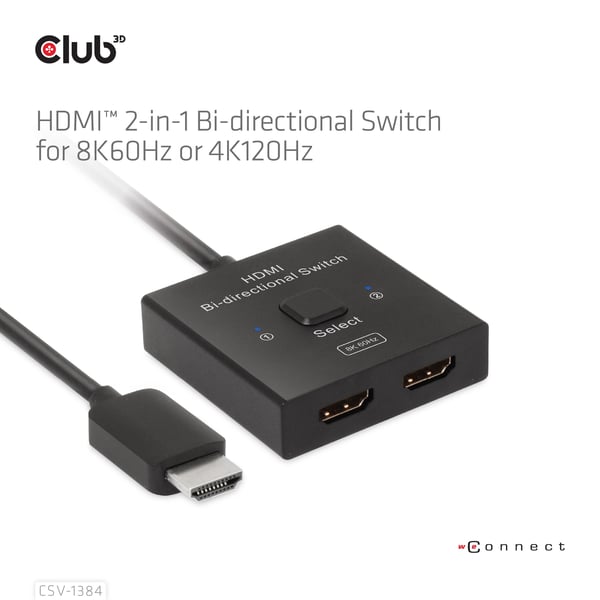 CLUB3D CSV-1384 KVM-switchar Svart