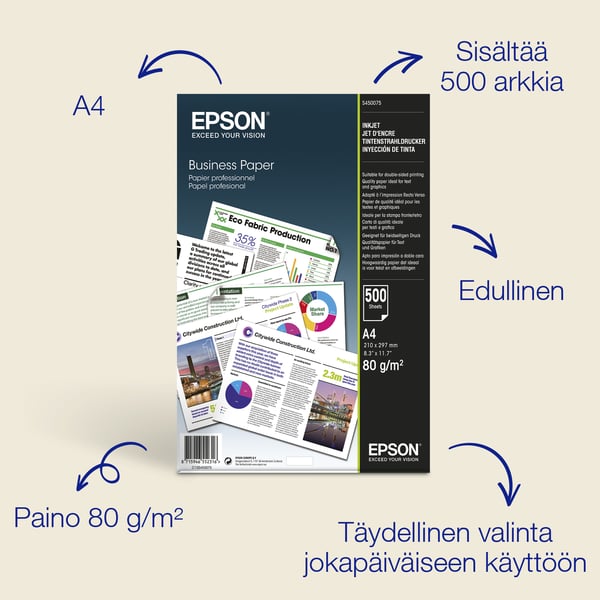 Epson A4 Inkjet Business Paper, 80 g/m2, 500 arkkia