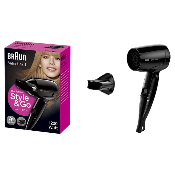 Braun Satin-Hair 1 HD 130 hårfön 1200 W Svart