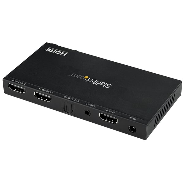StarTech.com 2-portars HDMI-splitter (4K 60 Hz, med scaler, HDCP 2.2, EDID-emulering, 7.1 surroundljud