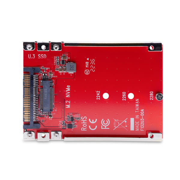 StarTech.com M.2- till U.3-adapter för M.2 NVMe SSD-enheter, PCIe M.2-enhet till 2,5-tums U.3-värdadapter/-konverterare (SFF-TA-1001), TAA-kompatibel - 2,5-tums enhetsformfaktor