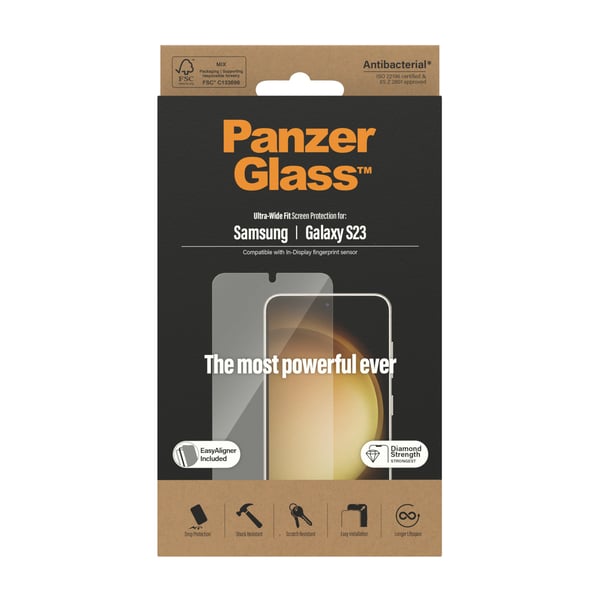 PanzerGlass ® Skærmbeskyttelse Samsung Galaxy S23 | Ultra-Wide Fit m. EasyAligner